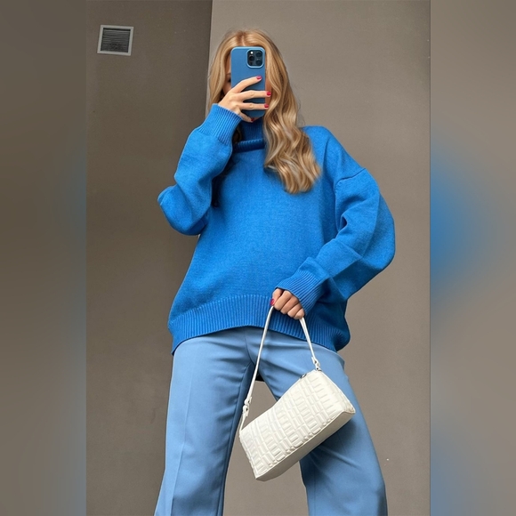 Basic Bae Turtleneck Dropped Shoulder Long Sleeve Sweater - Picture 3 of 6